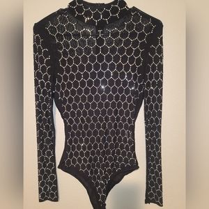 Rhinestones Sheer Bodysuit